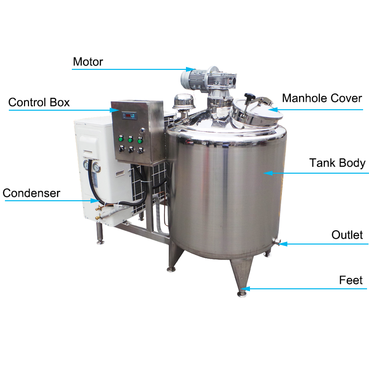 Vertical type milk cooling tank