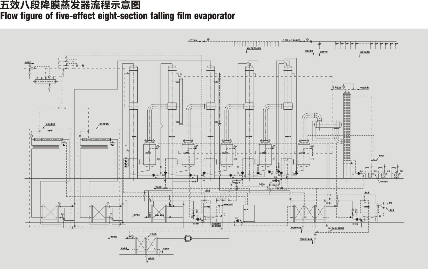 Diagrama de flujo del evaporador de película descendente